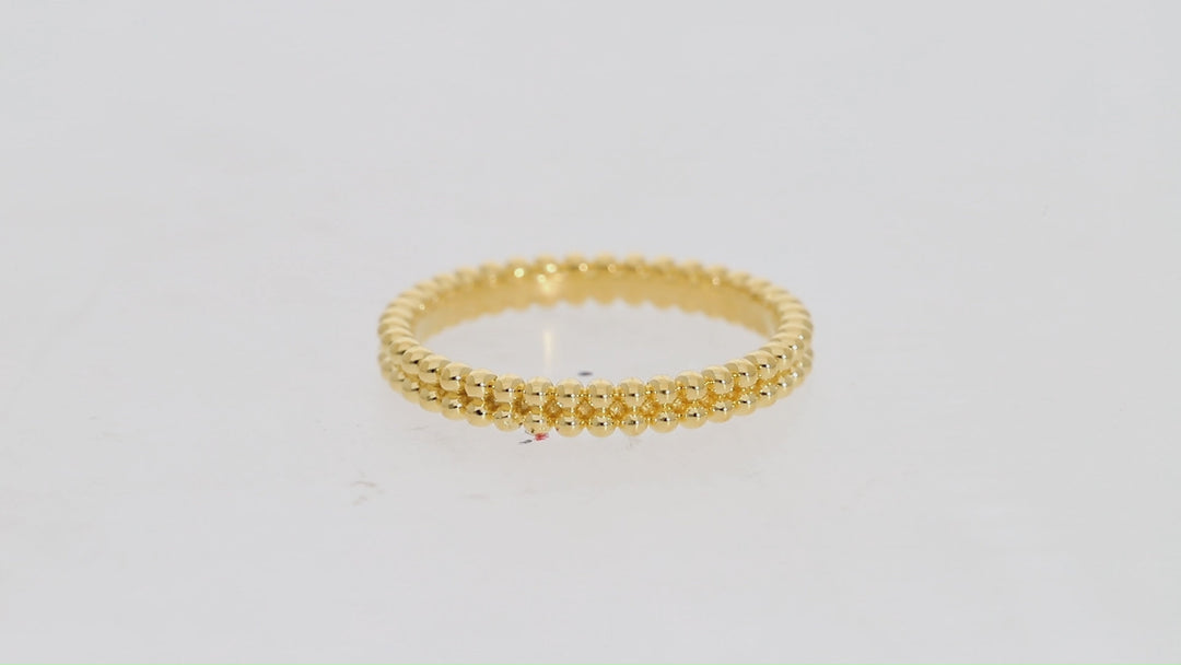 Gold Vermeil Duo Beaded Stacker Ring - Elegant Two-Tone Design