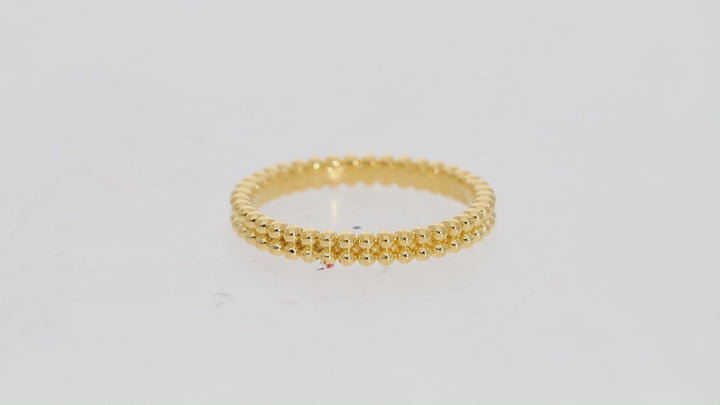 Gold Vermeil Duo Beaded Stacker Ring - Elegant Two-Tone Design