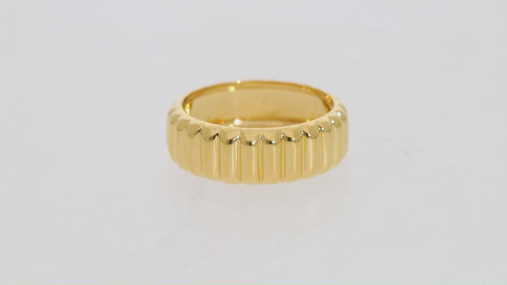 Gold Vermeil Thick Ribbed Chunky Dome Ring