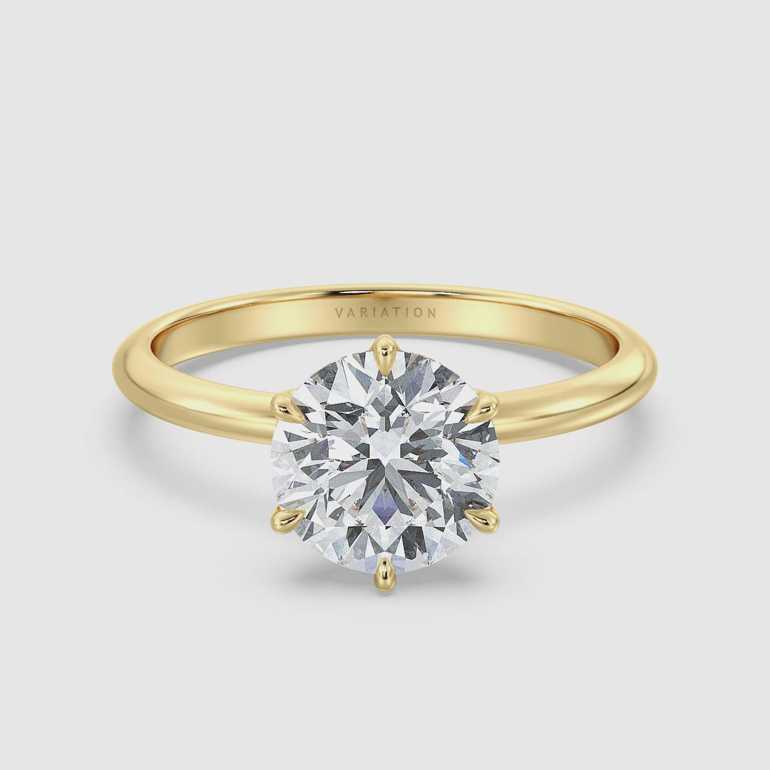 Timeless 6-Prong Round Lab-Grown Diamond Solitaire Petal Engagement Ring in 18K Gold