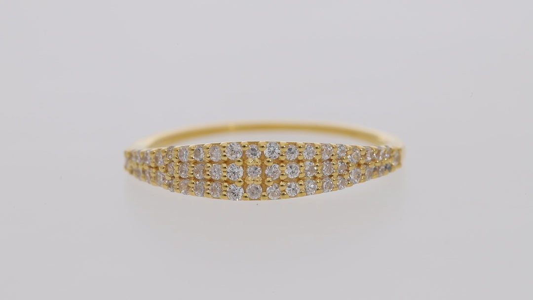 Gold Vermeil Slim Signet-Style Cubic Zirconia Ring