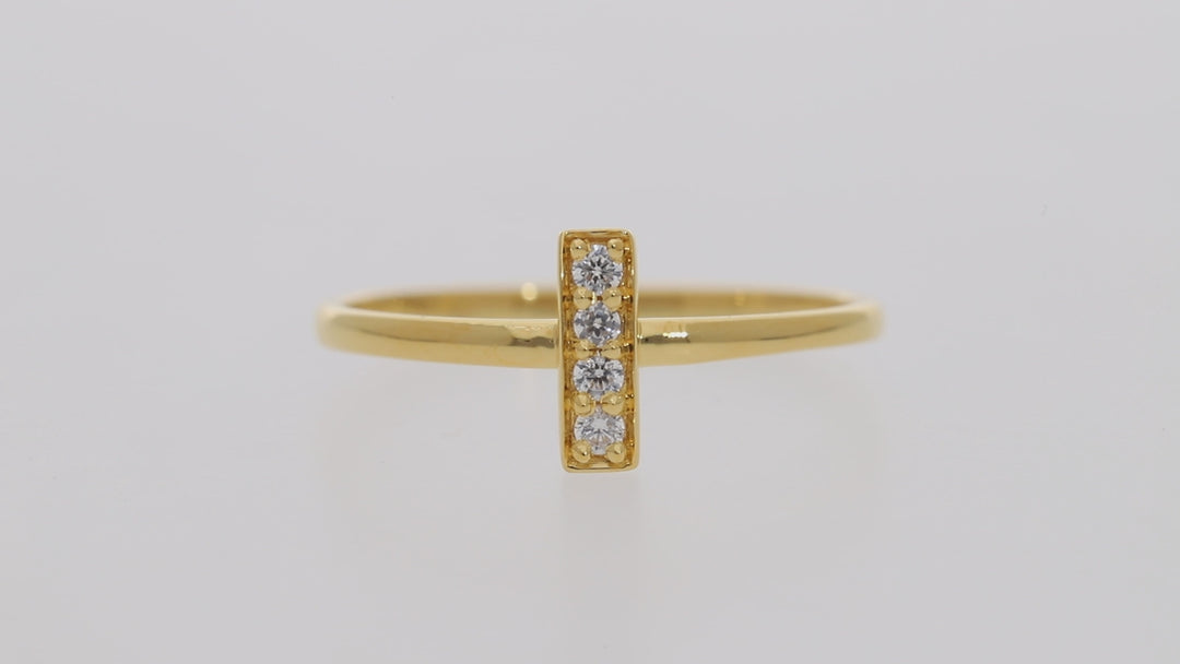 Gold Vermeil Cz-Accented Bar Ring