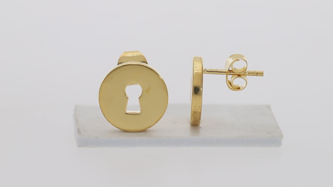 Gold Vermeil Lock & Key Gilt Earrings