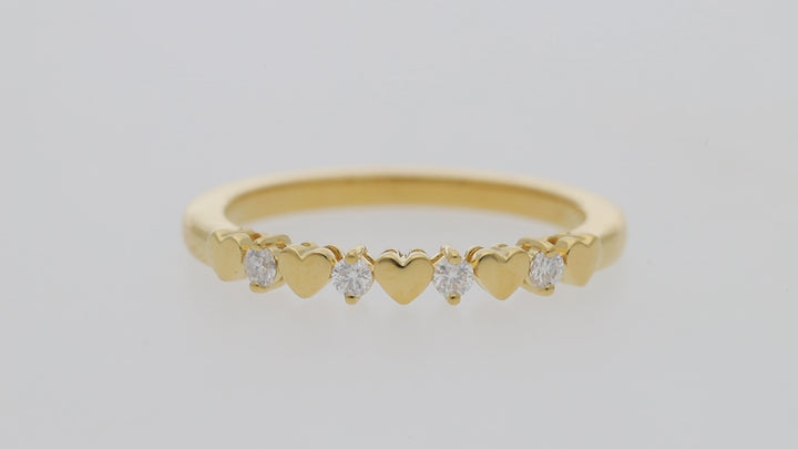 Gold Vermeil Heart Stackable Ring With Stones